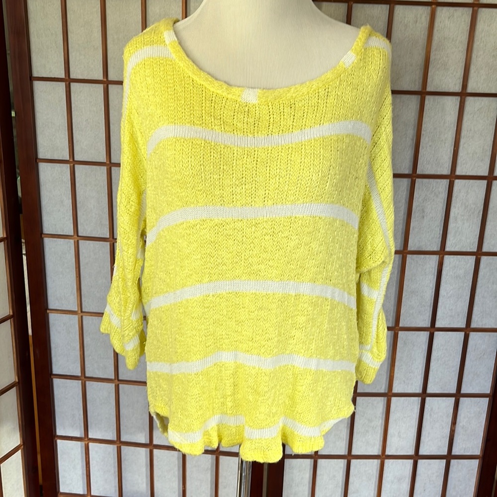 Splendid Neon Yellow Striped Sweater